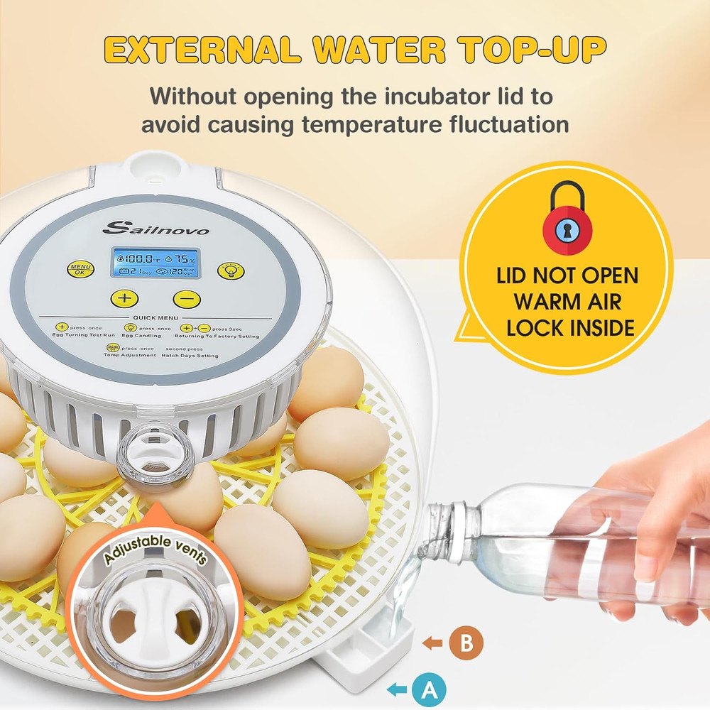 18 Egg Incubator for Hatching Eggs with Automatic Egg Turning and Humidty Displa