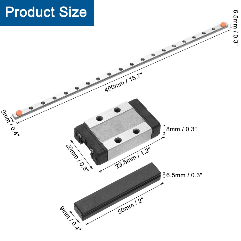 MGN9 400mm Linear Guide Rail with MGN9C Carriage Block for 3D Printer