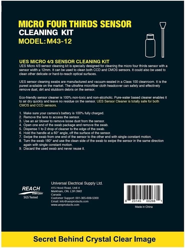 Micro Four-Thirds 4/3 Sensor (12mm) Cleaning Swabs & Sensor Liquid Cleaner Kits