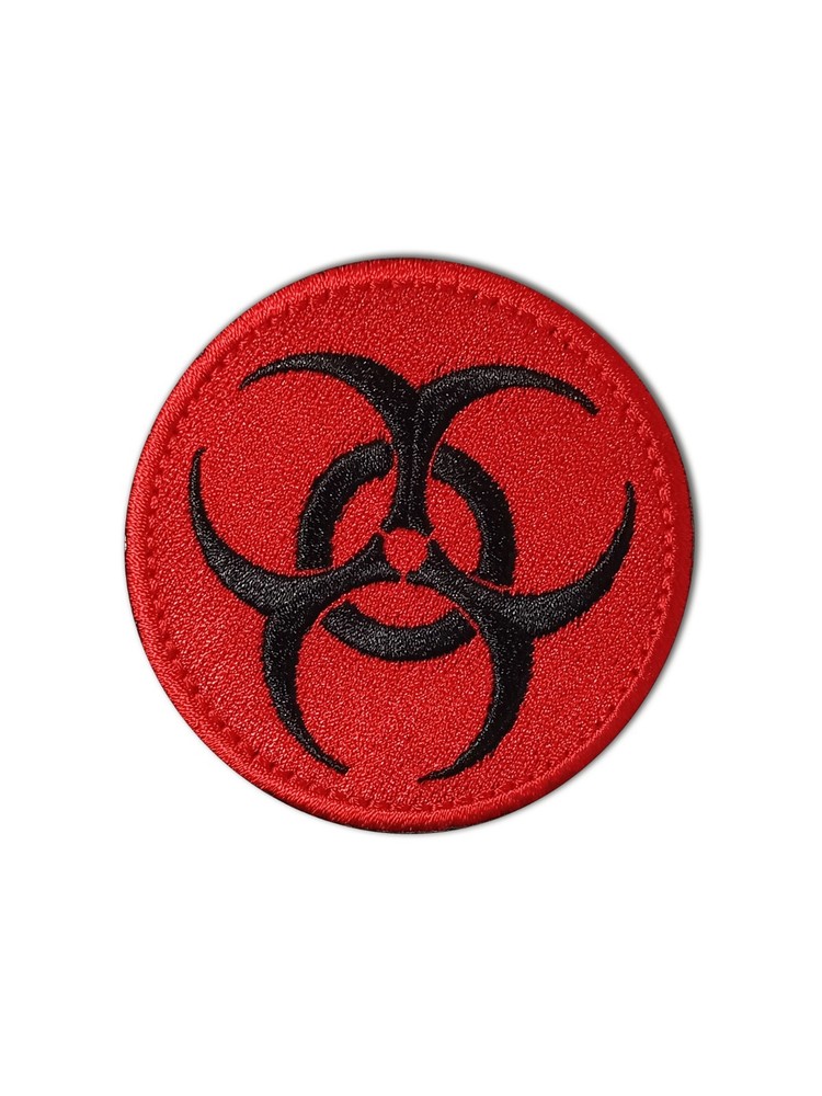 Biohazard Design Red - Embroidered Patch 2.5" - Hook and Loop - Tactical Patch