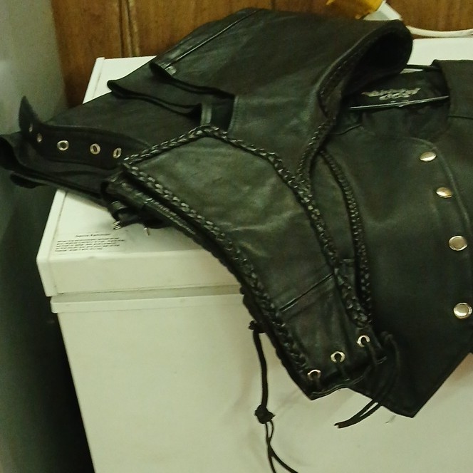 Black Leather Vest and Chaps Size Medium