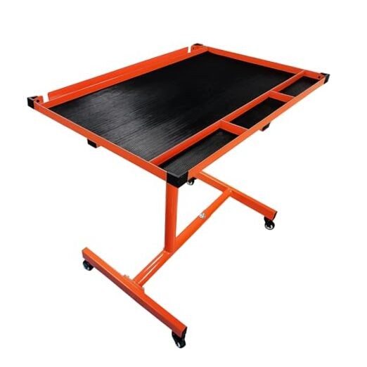 Mechanics Rolling Work Table Mobile Tray Table for Shop, Garage, Adjustable