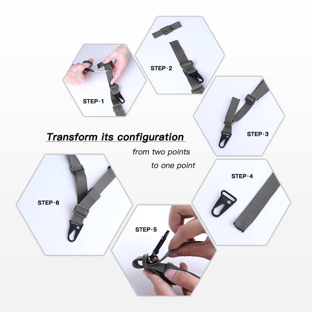 KRYDEX Modular Sling 2/1 Point Padded Tactical Shooting Sling Durable Multicam