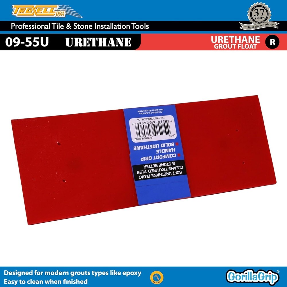 Effortless Grouting with 4" x 9" Urethane Float and SoftGrip Handle for Comfort