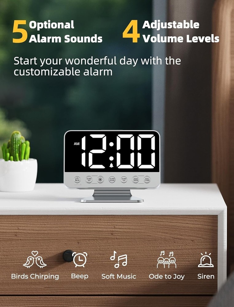 Sharp Electric Digital Dual Alarm Clock Battery Backup LED Large Display Snooze