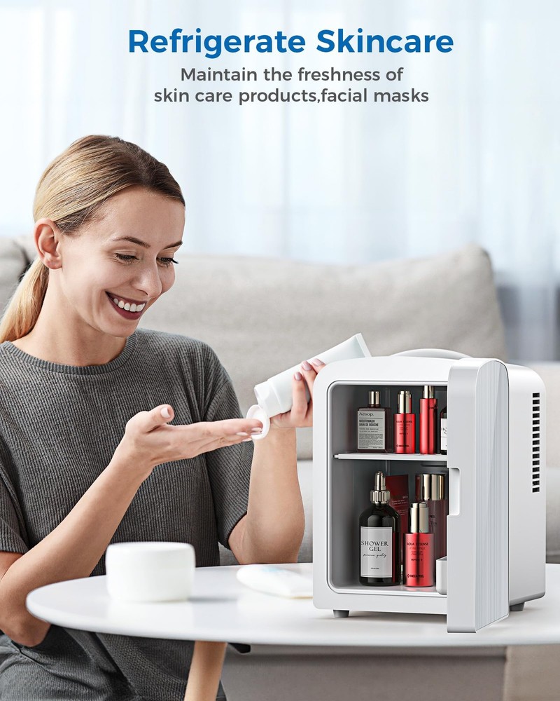 Electactic 4L/6 Cans Mini Fridge, Portable Compact Refrigerator, Small Skin