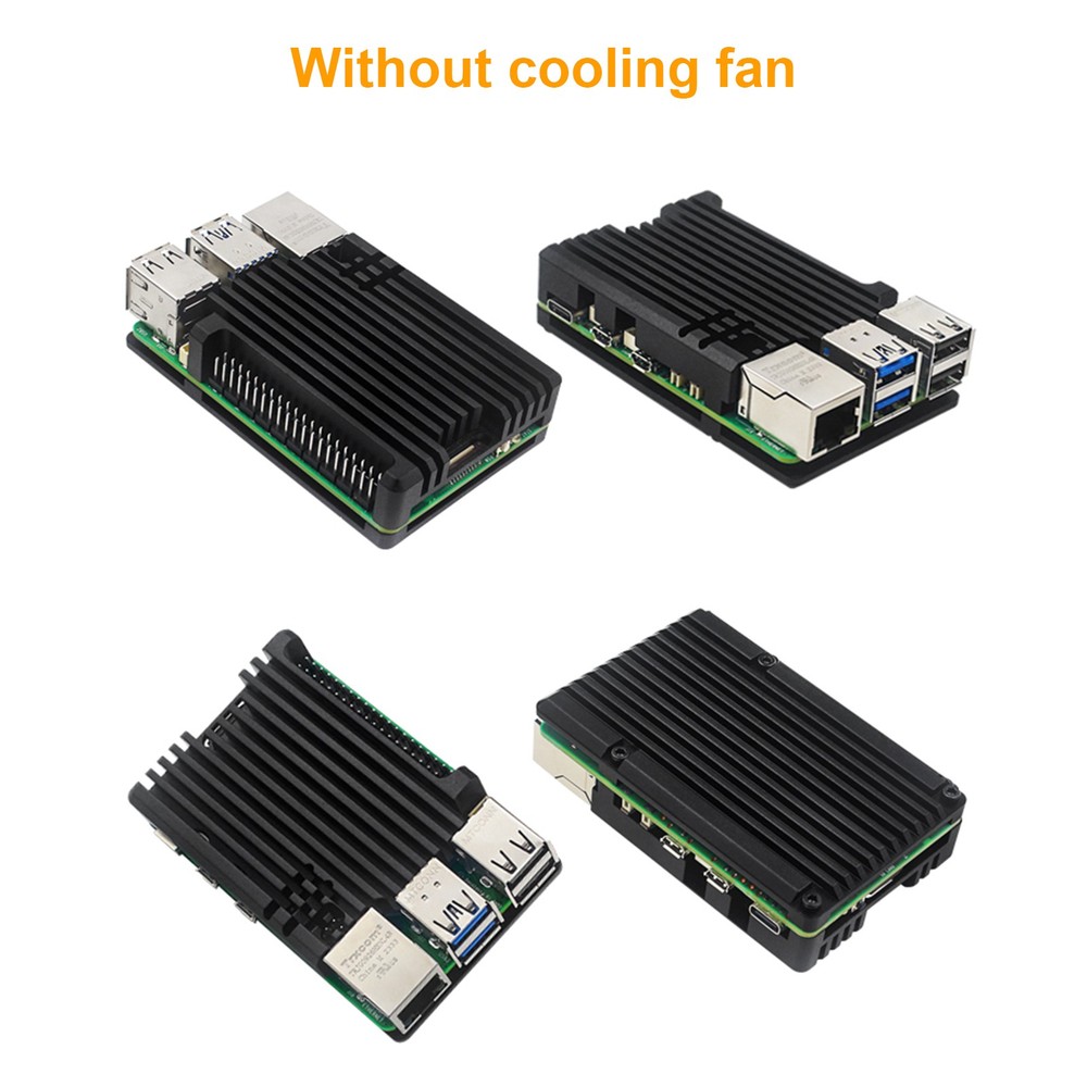 Raspberry Pi 5 Metal Casing Passive Cooling Aluminum Casing Optional Cooling Fan