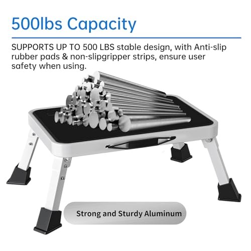 RV Step Stool Foldable 1-Step Stool Ladder Sturdy Metal Stable Step 1 step