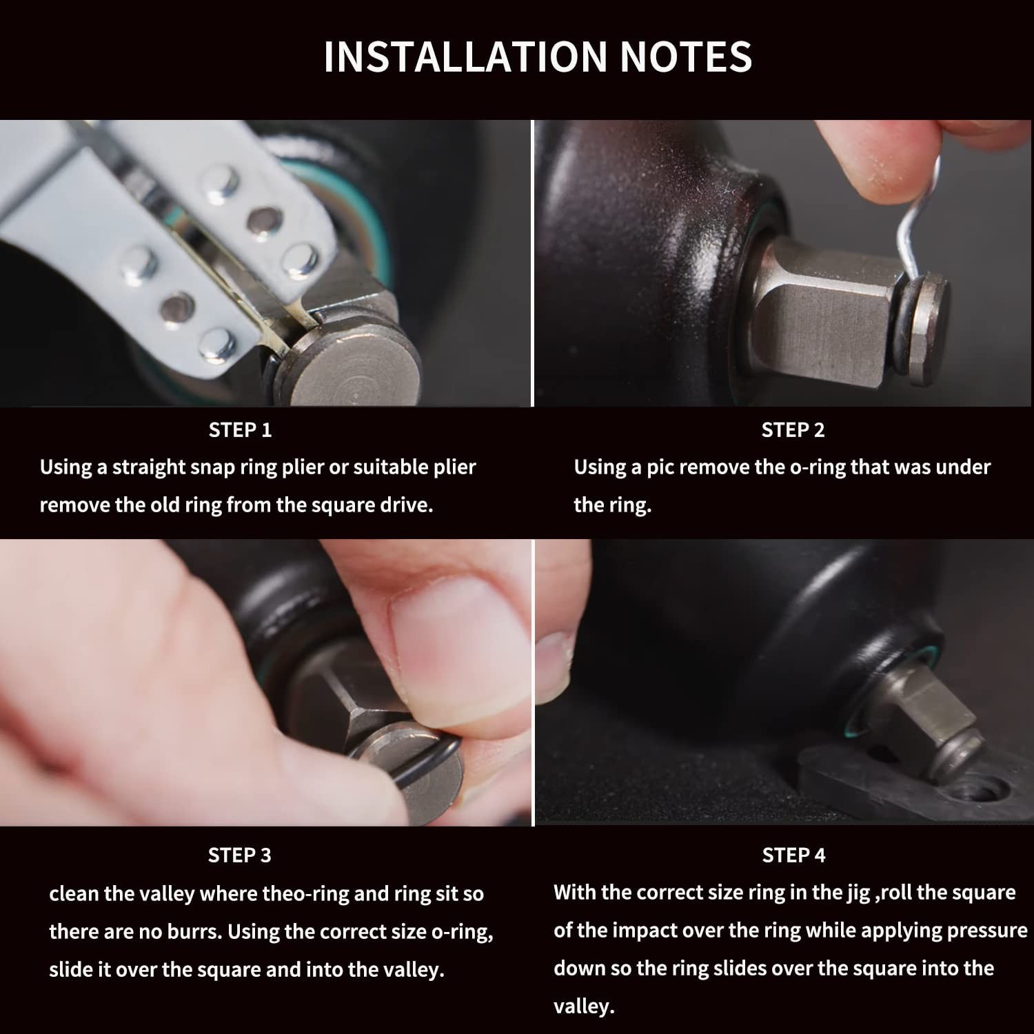 3 Sets 3/8" Impact Wrench Retaining Ring Clip with O-Ring for Milwaukee Type