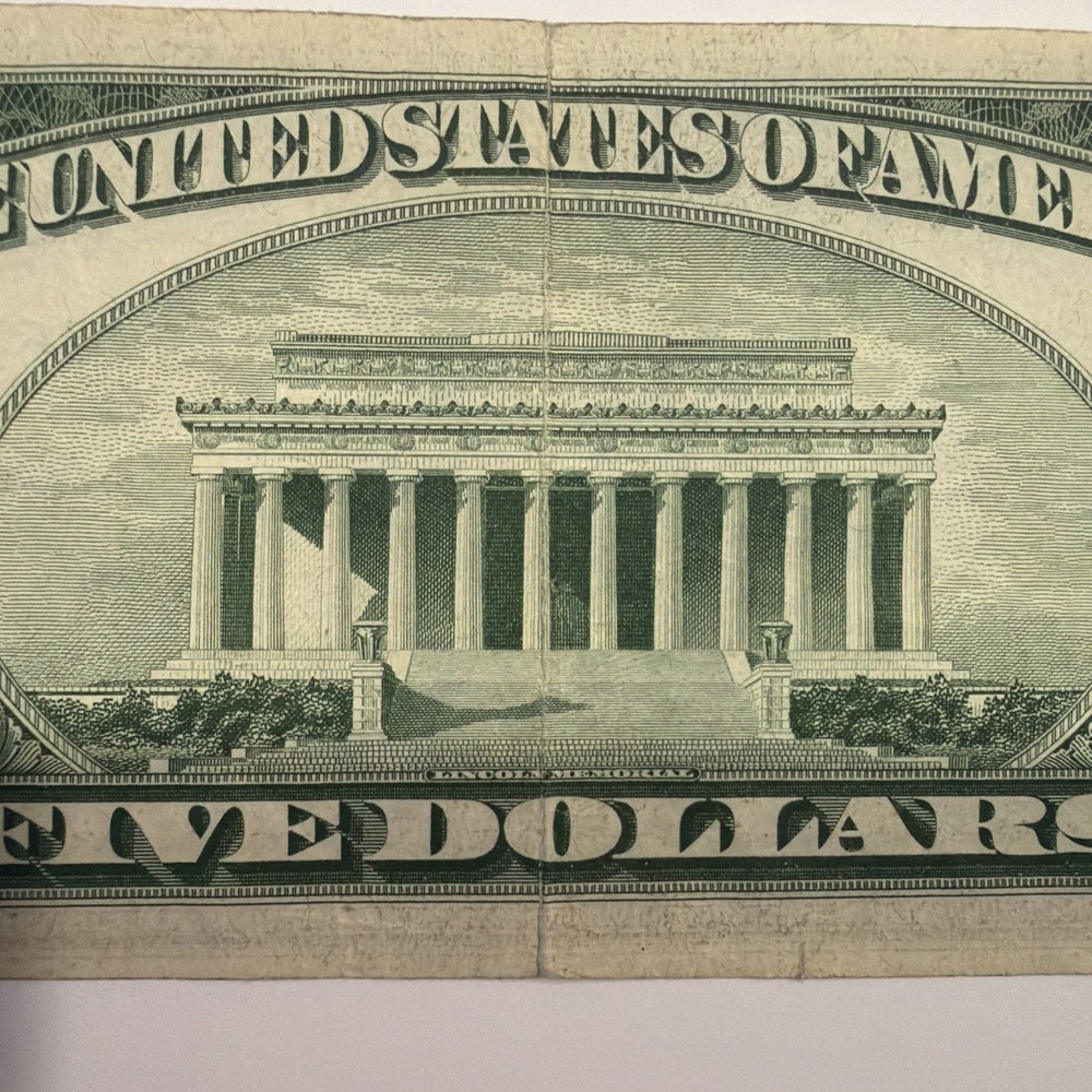 1953 $5 Silver Certificate CRISPY ! Has Been Folded In Half DB108