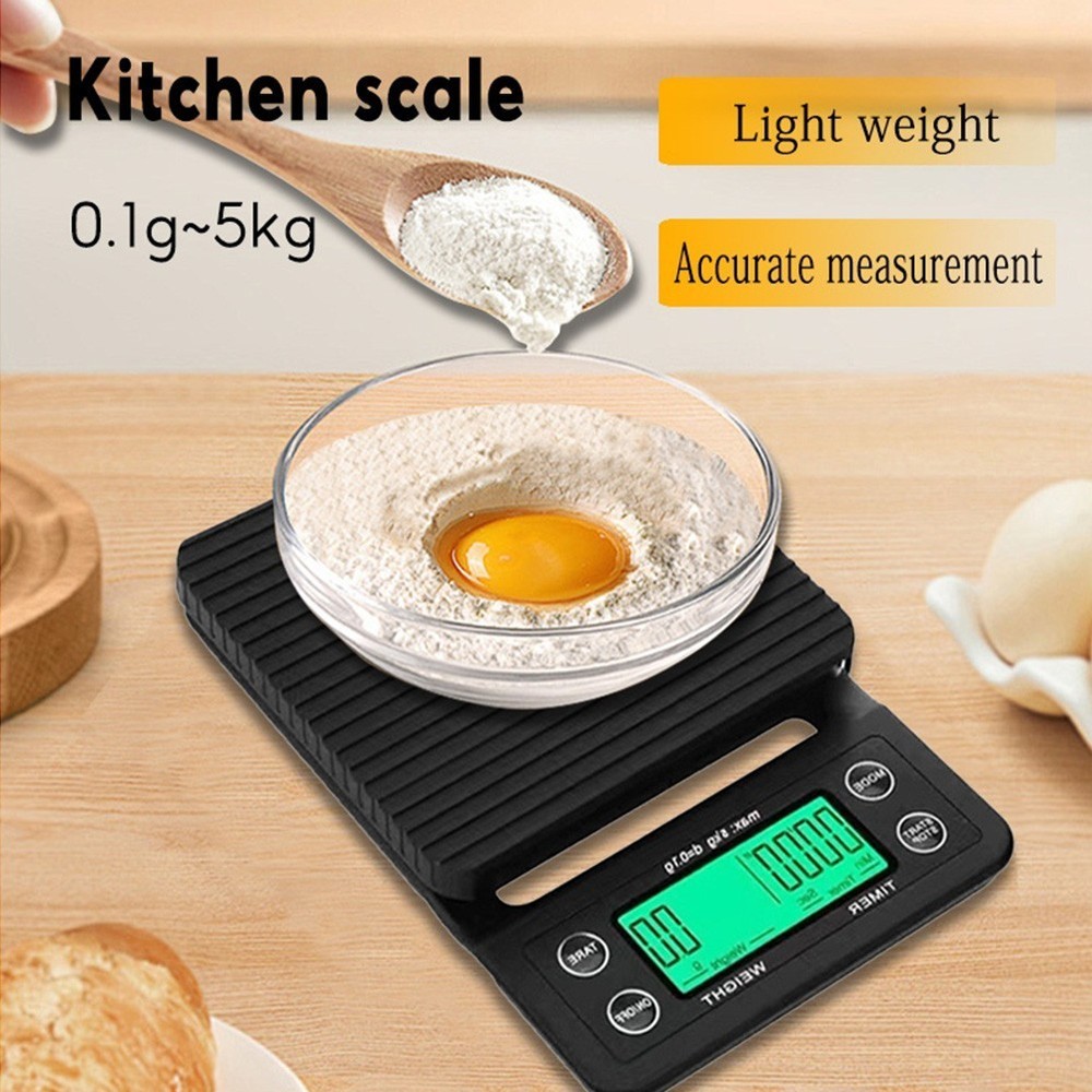 Digital Kitchen Scale 5kg/3kg Coffee Scale with Timer LCD Display High Precision