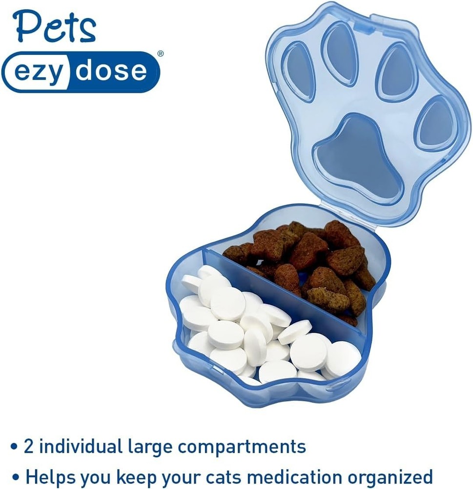 Two Compartment Pet Pill Organizer - Snap Shut & Scoop Bottom for Convenience