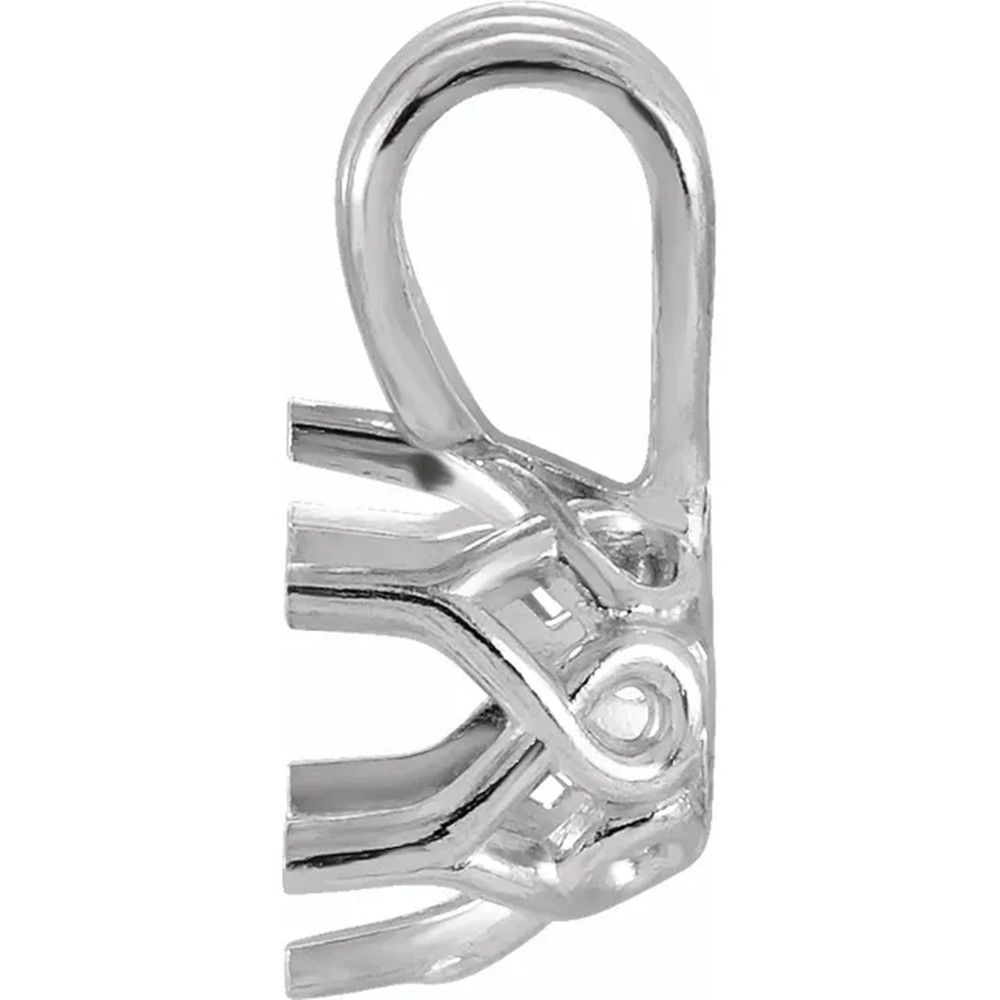 Pendant Mounting Round Cut 14K Solid White Gold 6 Prong Crown Designed Setting