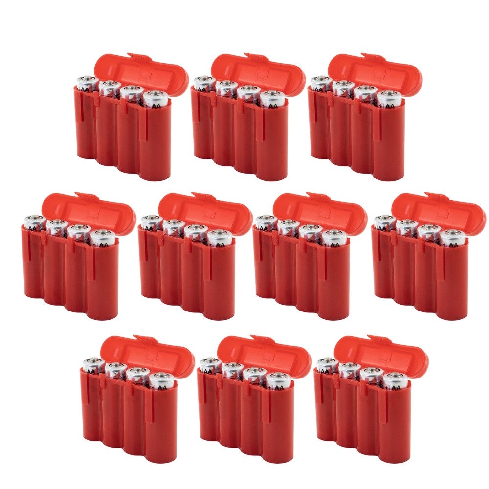 10 RED AA AAA BATTERY BATTERY PLASTIC STORAGE CASE HOLDER BOX USA SHIP
