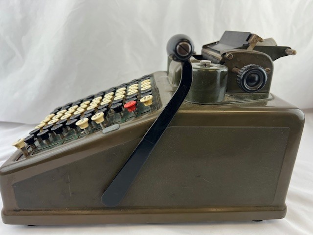 Burroughs '40s/'50s Olive Green Adding Machine UNTESTED