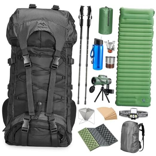 Premium Hiking Camping Backpack Set, Casual Style with Inflatable Sleeping