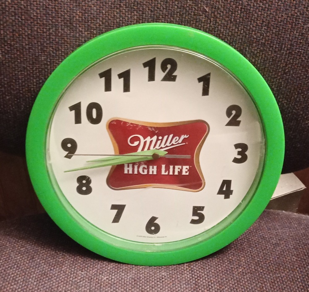 Miller High Life Plastic Clock  9.75"