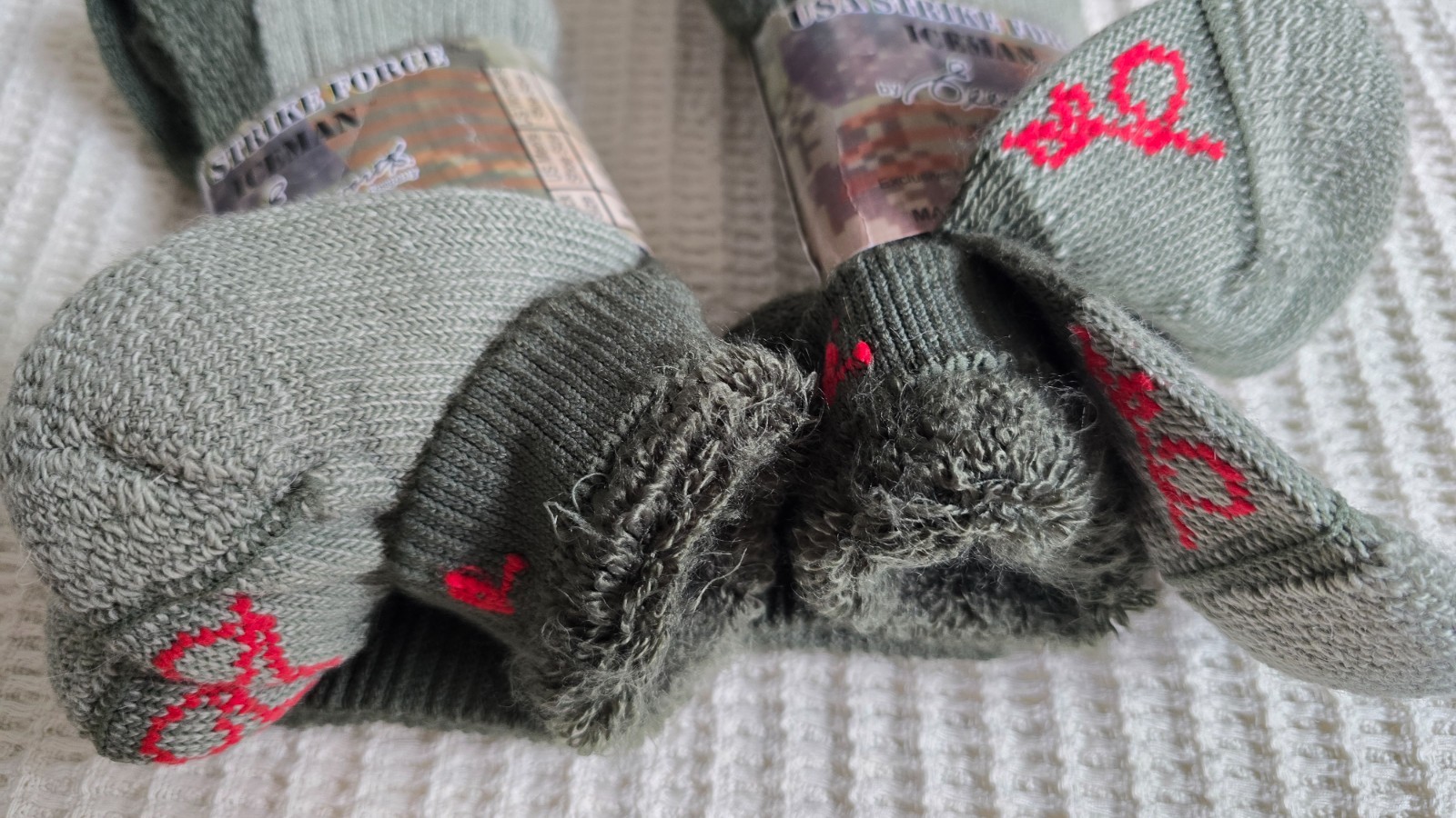 2 Pair USA STRIKE FORCE ICEMAN Men Large 9-12 Military Boot Socks Merino Alpaca