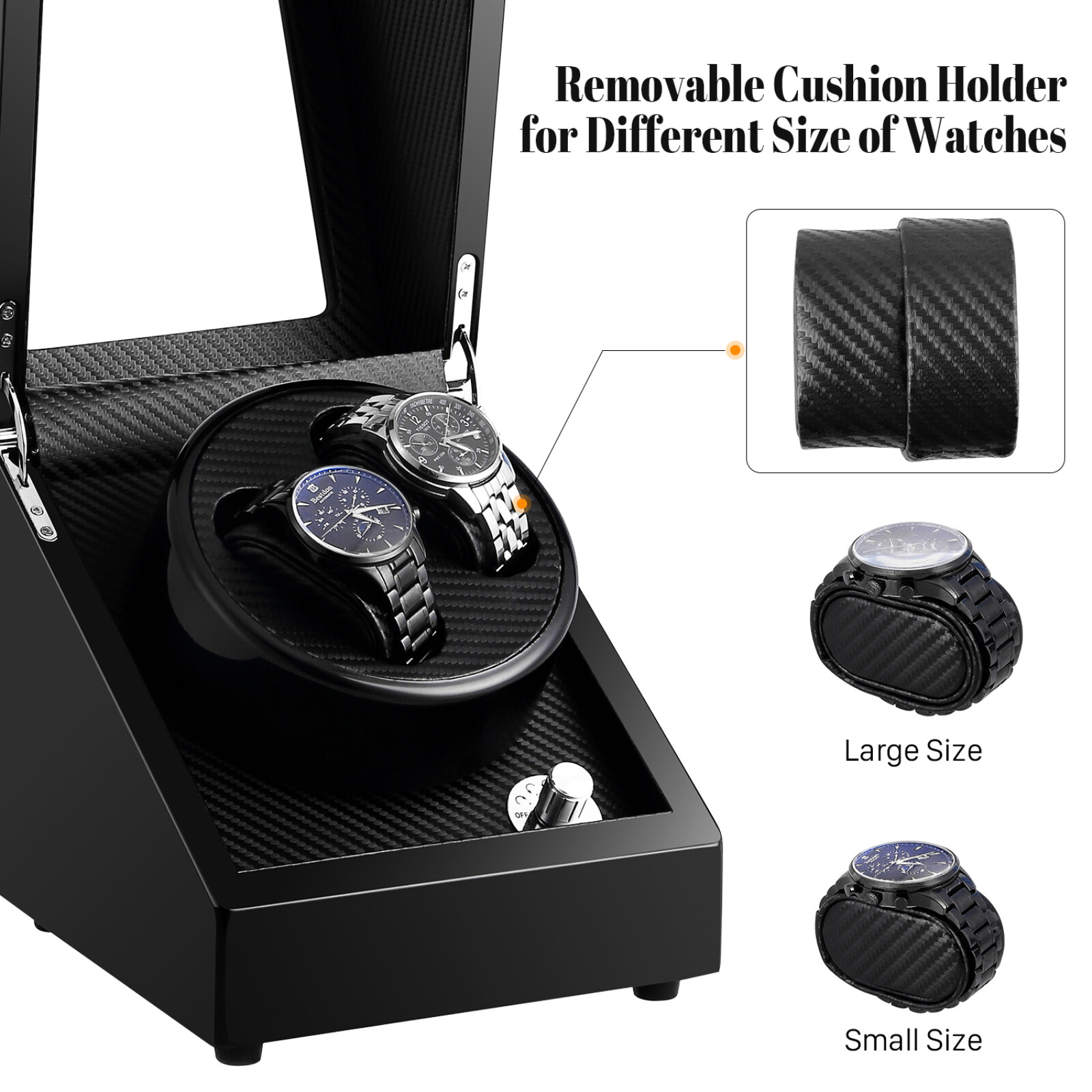 Watch Winder Case Display Double Automatic MDF Wood Watch Organizer Box Gifts US