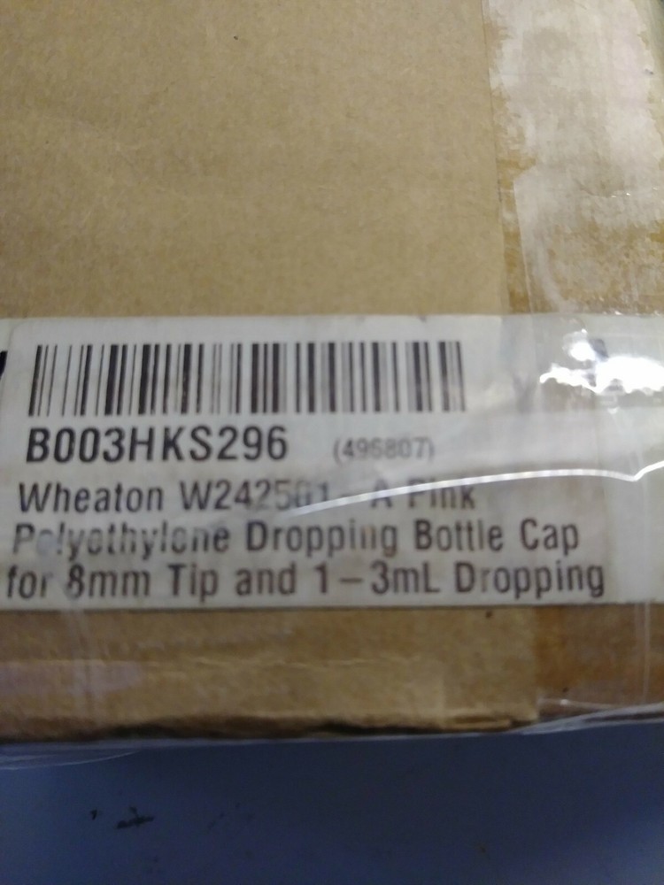 1000 pack Wheaton 242501-A Pink Polypropylene 8-425 Dropper Tip Cap