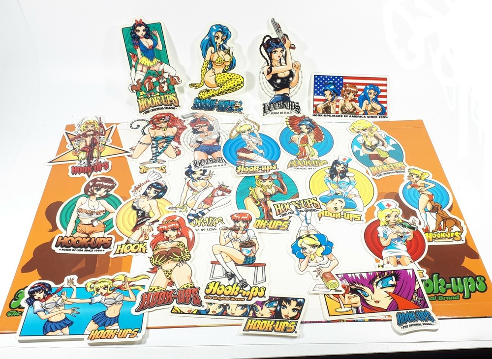 Hook Ups HUGE sticker lot with hook ups folder