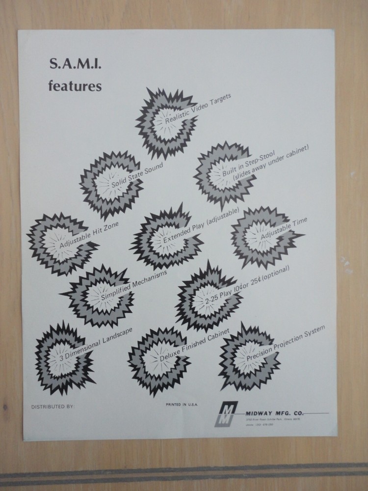 SAMI Arcade Machine Original Flyer