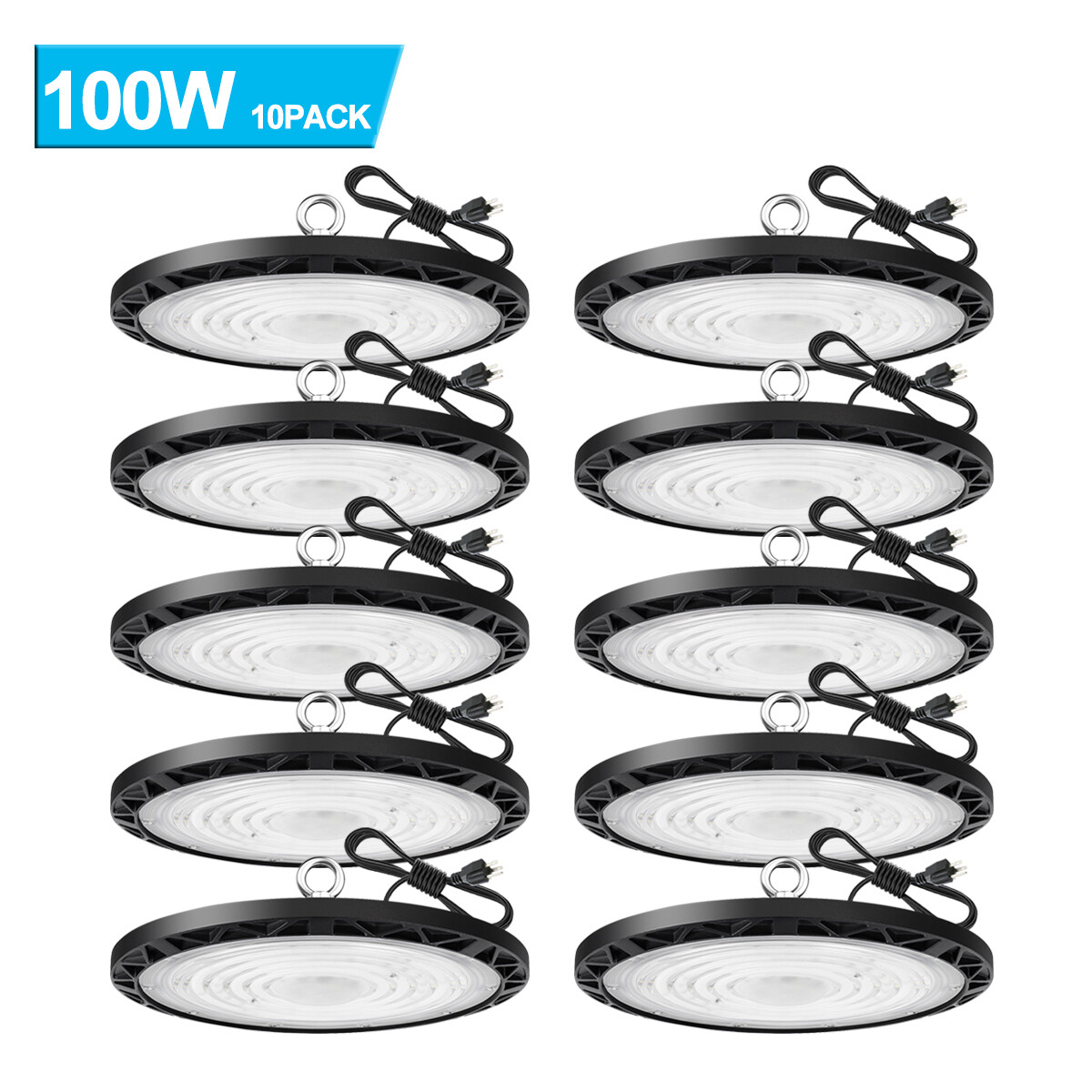 10Pcs 100W UFO Led High Bay Light 100Watts Commercial Industrial Warehouse Light