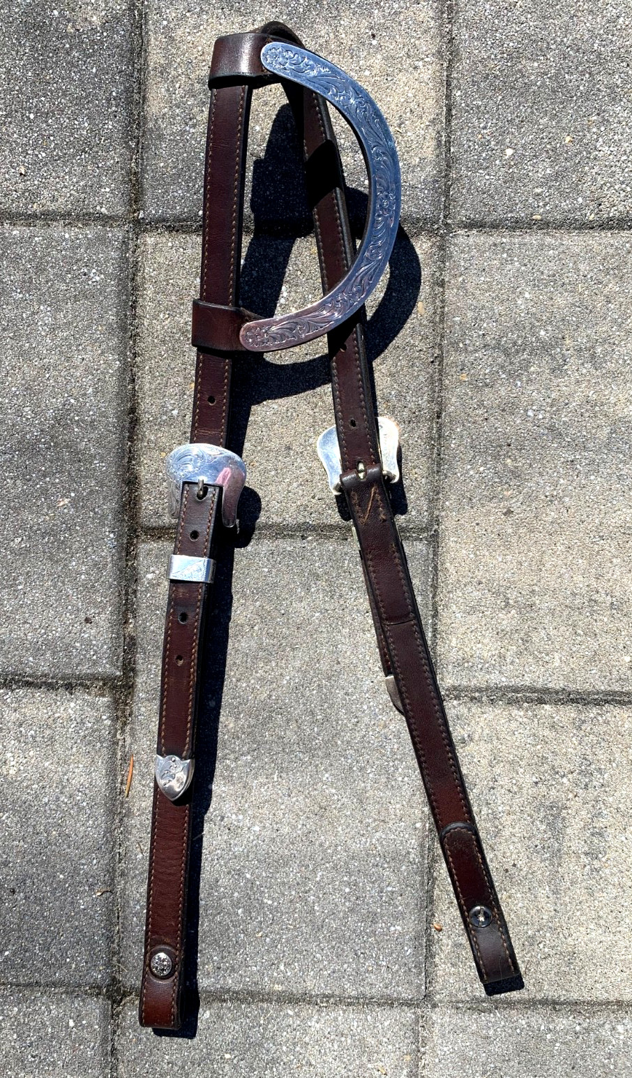 VOGT Sterling Silver Horse Show SLIDING ONE EAR HEADSTALL Leather Western Bridle