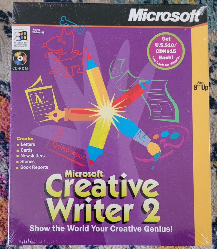 GENUINE Microsoft Creative Writer 2 0 Authentic NEW & SEALED Windows 95