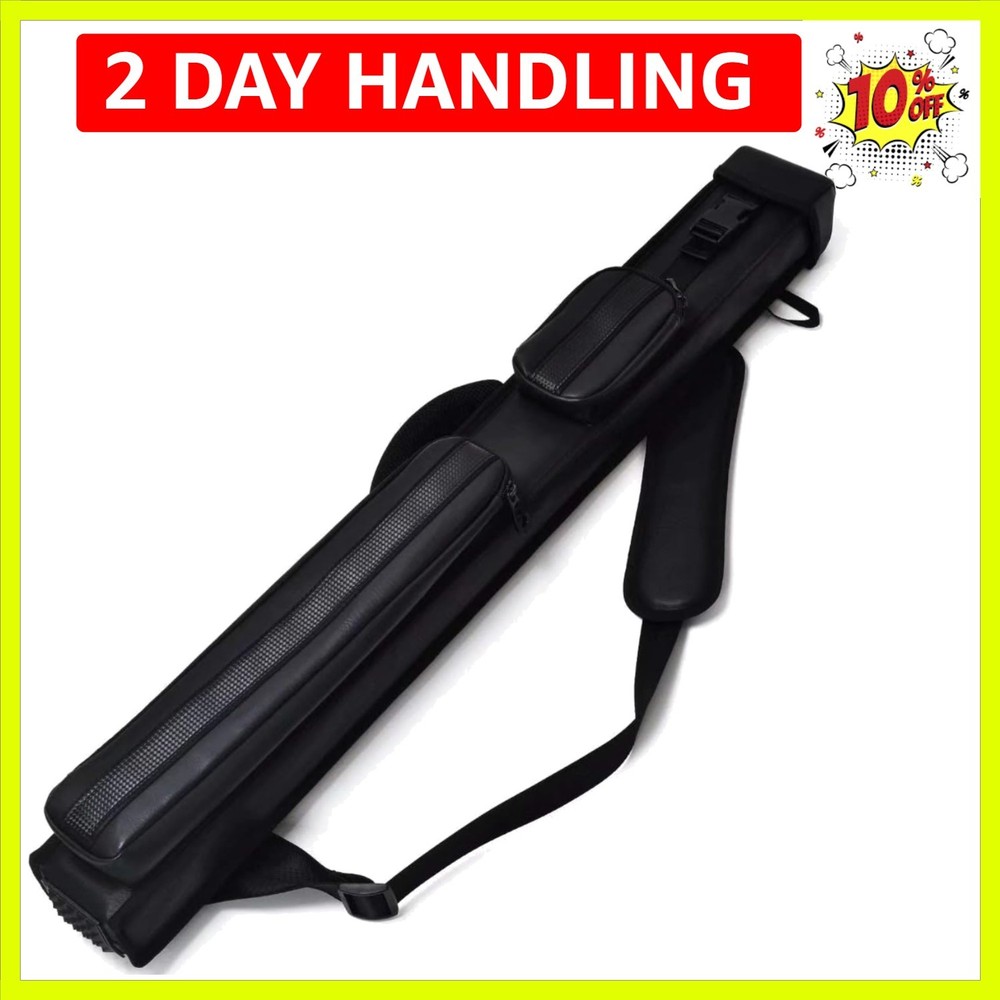 Elegant 2x2 Pool Cue Carrying Case - Adjustable Strap & Spacious Pockets