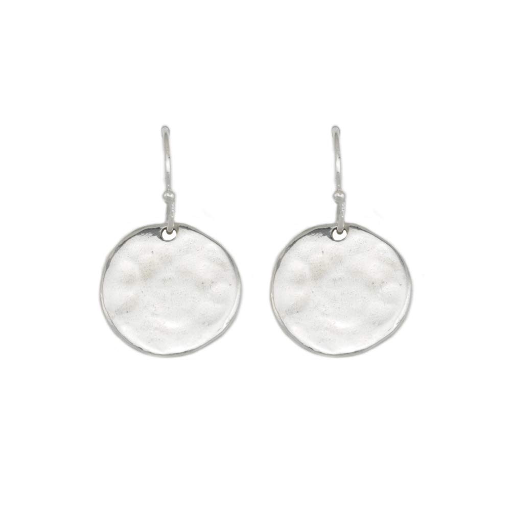 Sterling Silver Small Lightweight Hammered Disc Earrings