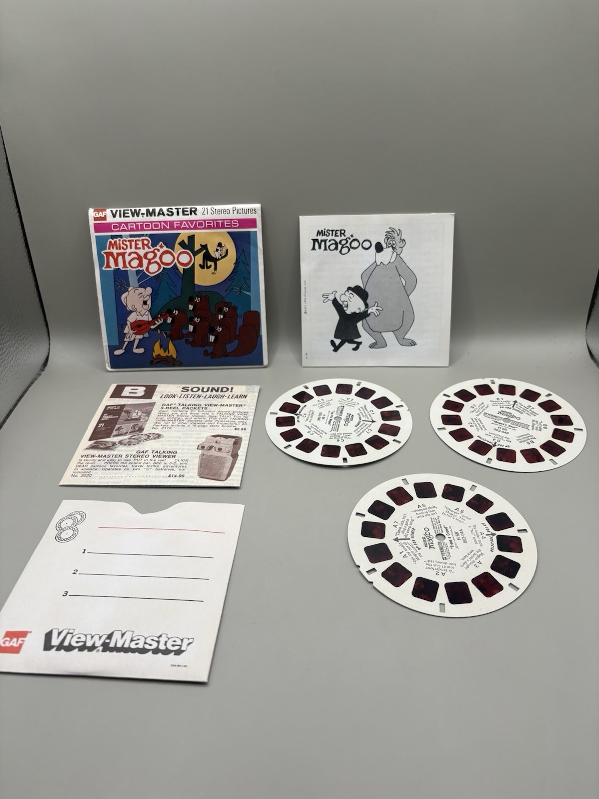 Rare GAF H56 Mister Magoo Mr. Cartoon Favorites View-Master 3 Reels Packet