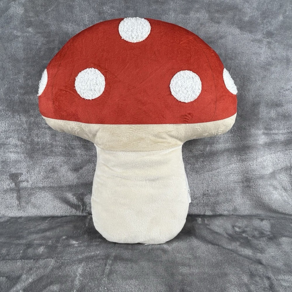 Red Mushroom Toad Stool Decorative Pillow Cottagecore Decor Groovy Retro