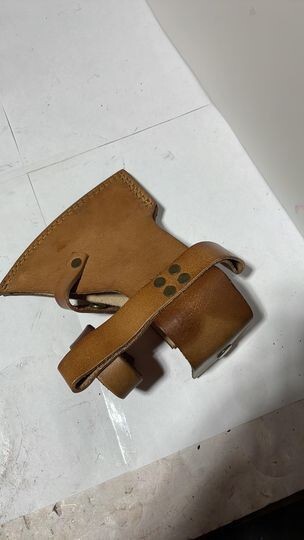 Custom Connie Bay pattern damascus throwing hatchet with sheath!