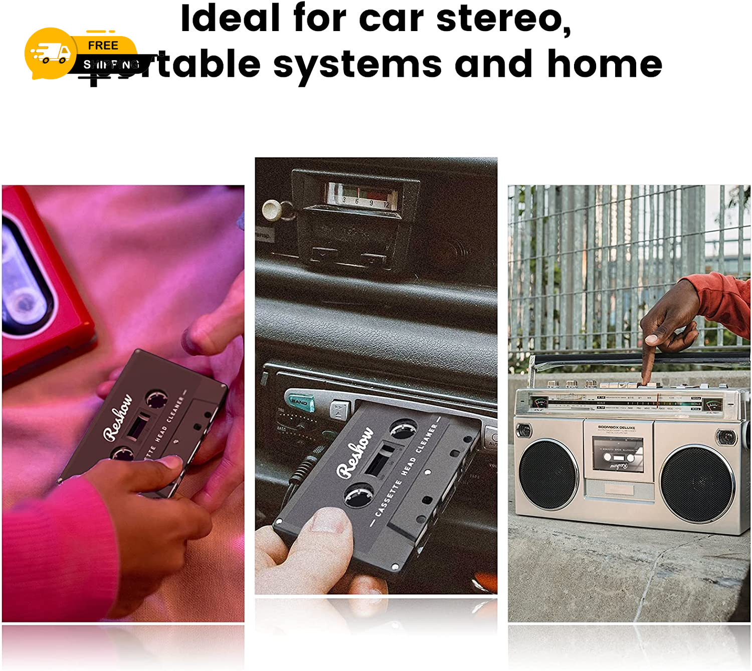 Reshow Audio Tape Cassette Head Cleaner with 2 Cleaning Fluids Care Wet Maintena