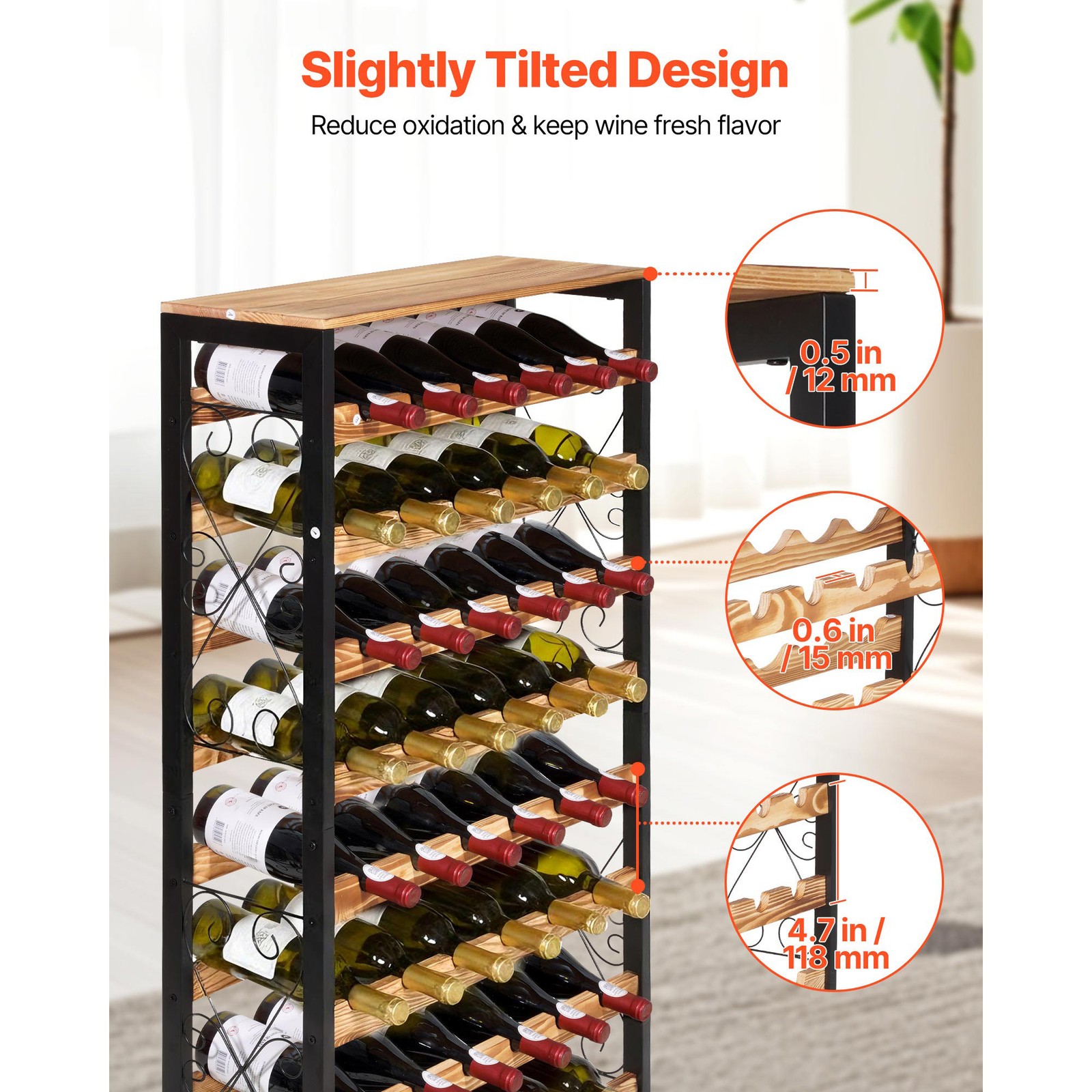 Uimoso 48-Bottle Wine Rack, 8-Tier Freestanding Floor Wine Storage Organizer