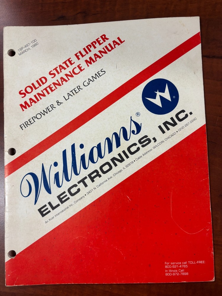 ORIGINAL-WILLIAMS-SOLID STATE FLIPPER-MAINTENANCE MANUAL-VARIOUS GAMES