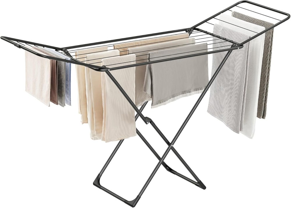 Clothes drying rack, metal laundry drying rack, foldable, space-saving,