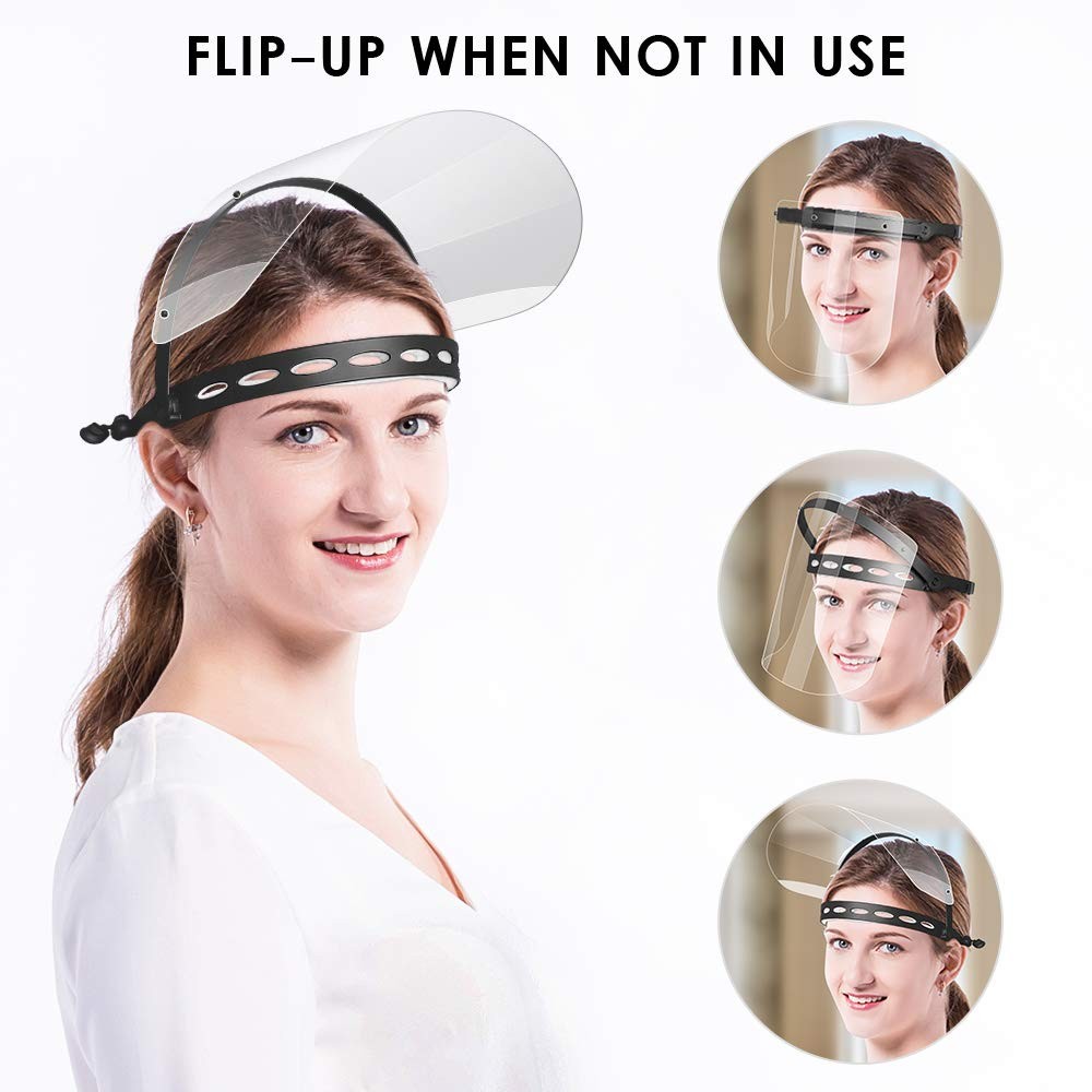 EWA Adjustable Face Shield（2pack+10visors）, All-Round Protection Cap with Cle...