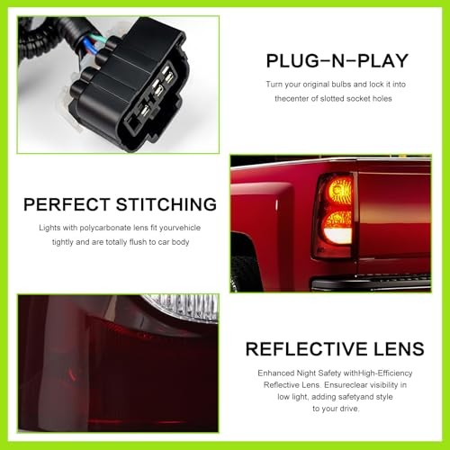 HSMOTHEV Right Passenger Side Tail Light For 2003 Right Passenger Side Deep Red