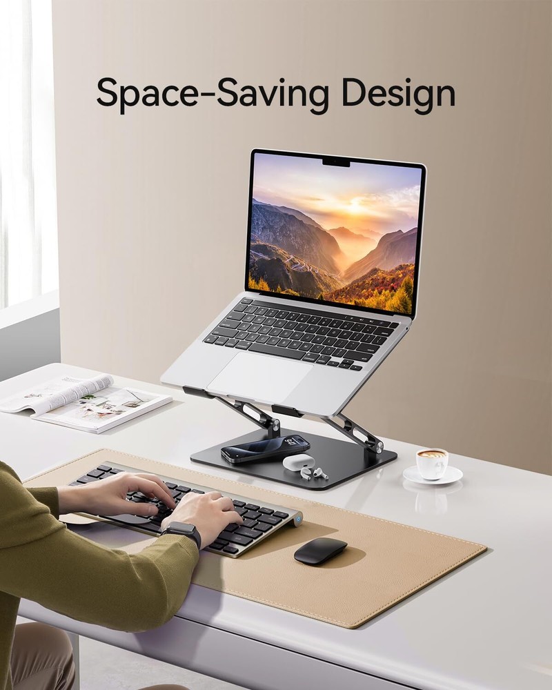 Adjustable Laptop Stand Aluminum Notebook Riser for 10-17.3" Laptops Black