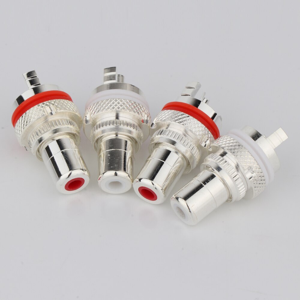 8pcs Silver Plated RCA Socket Phono Chassis Panel RCA Jack Female Connector