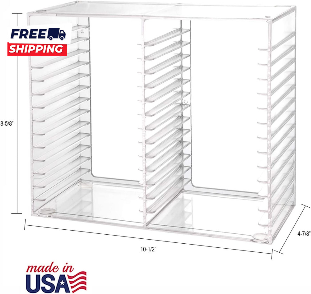 Stackable Clear Plastic CD Organizer with Rubber Feet Rectangular Jewel Made in