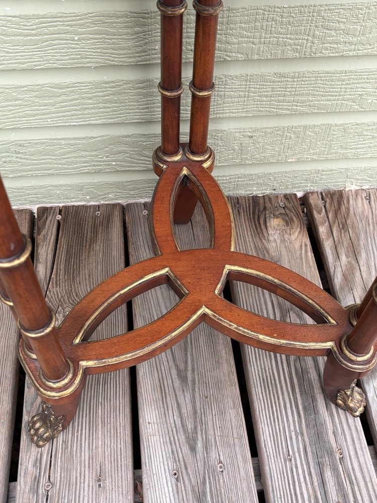 Beautiful John Widdicomb Marble Bronze Regency MCM Side End Table Signed Trinity