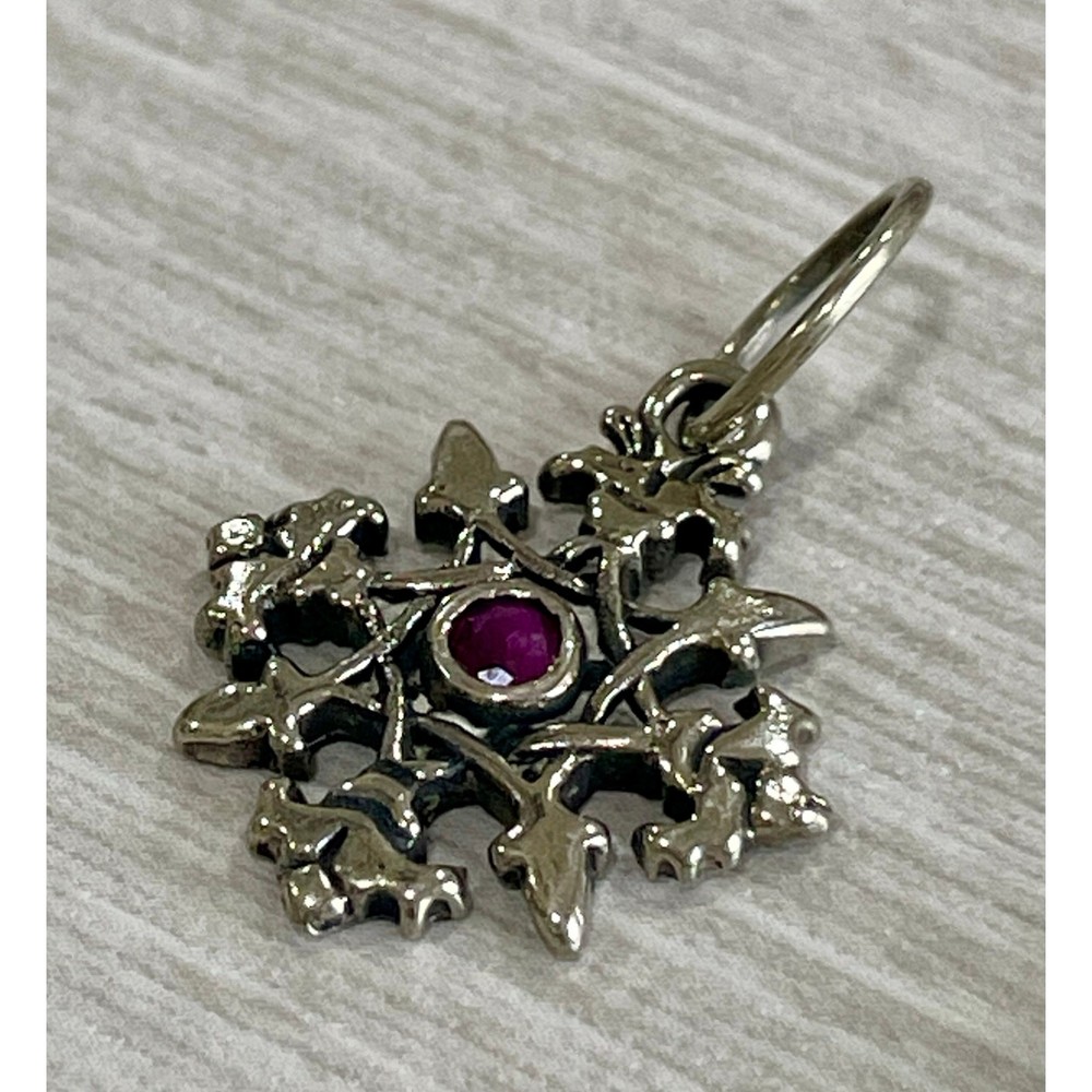 Love Heals Ruby JULY Birthstone Snowflake White Bronze Charm LH100