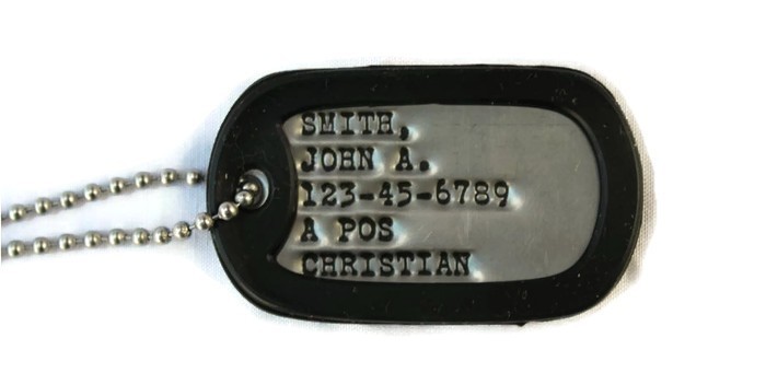 Real Standard Debossed Military Issue GI Dog Tag Dogtag Made Just For U