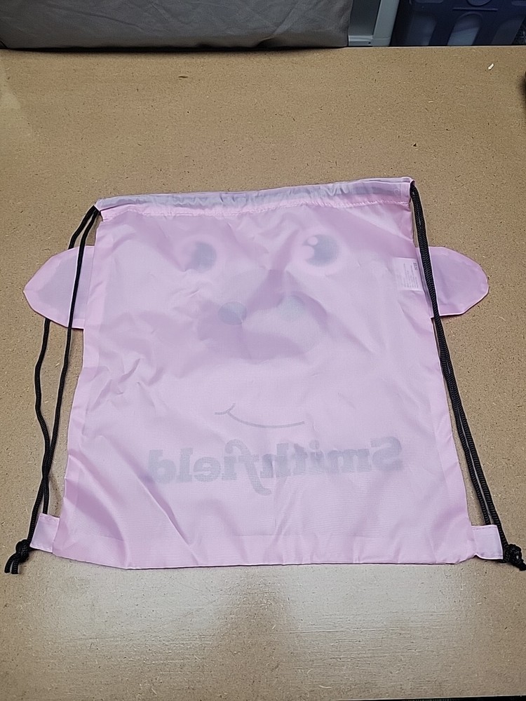 Smithfield Draw String Bag Backpack Sackpack Pig Piggy 14 1/2" x 13"