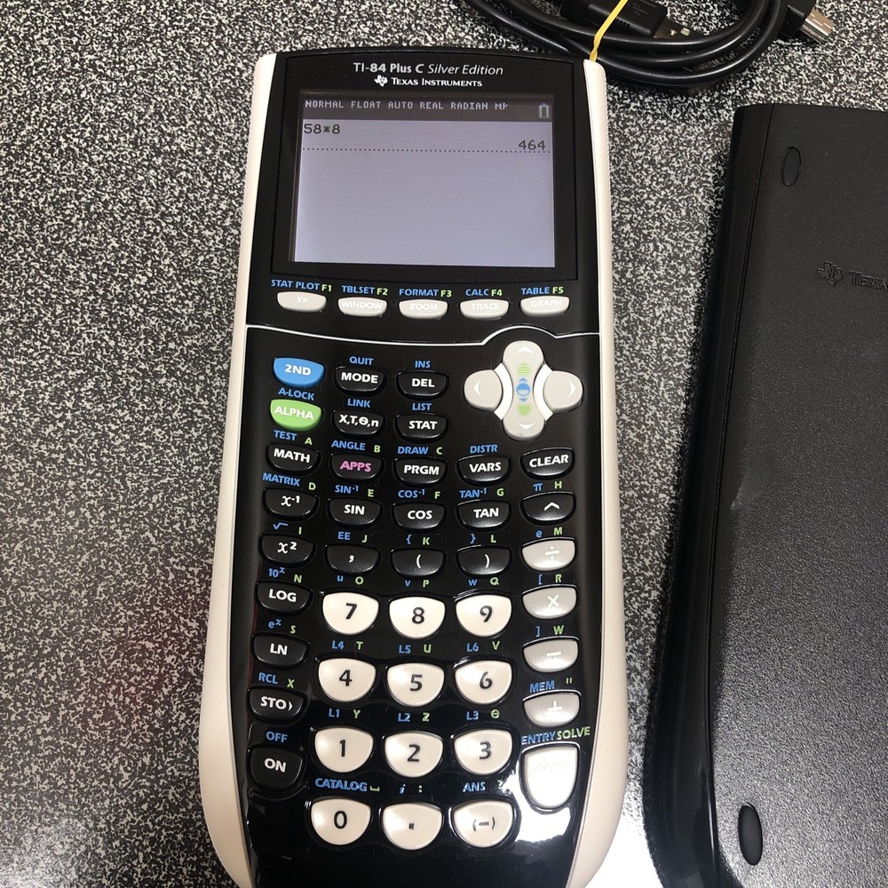 Texas Instruments TI-84 Plus C Silver Edition Graphing Calculator w/Cover Black