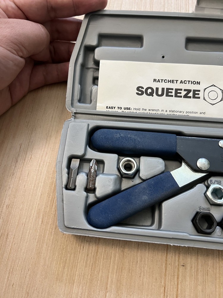 Spec Tools Ratcheting Squeeze Wrench Hand Tool With Case & Bits