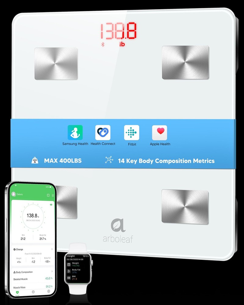 Arboleaf Smart Body Scale Bluetooth Digital Bathroom Scale App Body Composition